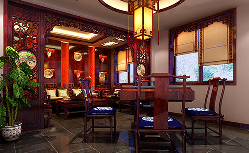 陕州古典中式风格茶楼包间设计装修效果图